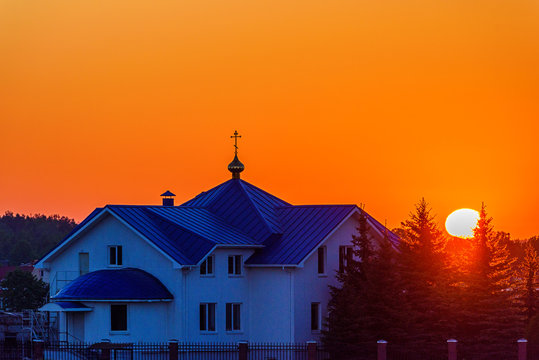 Orthodox Christian church at dawn