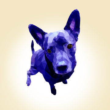 Lowpoly Blue Dog Illustration