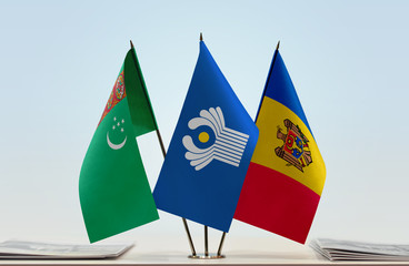 Flags of Turkmenistan CIS and Moldova