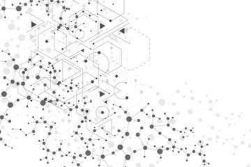 Structure molecule and communication. Dna, atom, neurons. Abstract polygonal structure with connecting dots and lines. Medical, technology, chemistry, science background. Vector illustration.