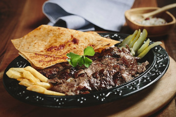 Traditional Turkish kebab, iskender kebab.