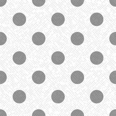 Gray polka dot on a white and gray textured diagonal lines fabric seamless pattern, vector © natalyon