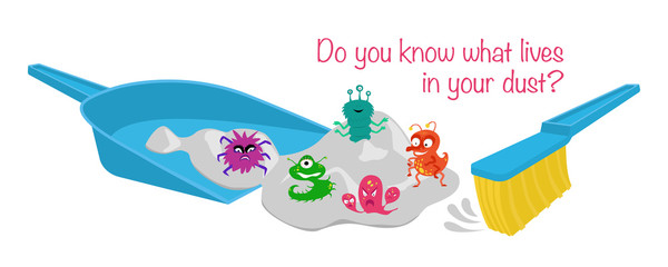 Vector illustration of microbe characters sitting in the dust on a pan - 211617174
