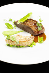Foie gras coco, Magret de canette et petits pois menthe