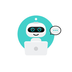 Robot icon. Chat Bot sign for support service concept. Chatbot character flat style - obrazy, fototapety, plakaty