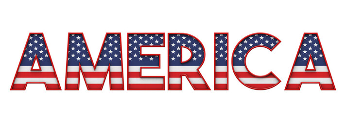 America stars and stripes flag font word. 3D Rendering