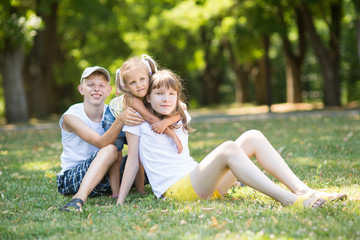 Fototapeta premium three children in the park