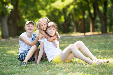 three children in the park