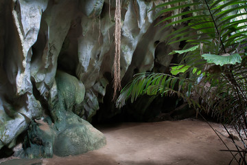 Cave and mountain in tropical forest, nature concept