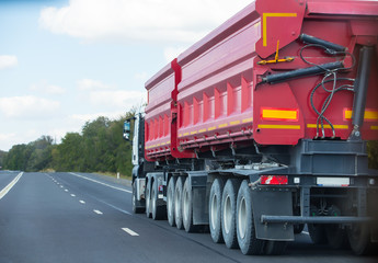 Dump Truck goes on country highway