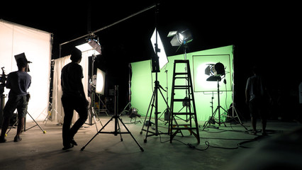Behind the scenes of TV commercial movie film or video shooting production which crew team and...