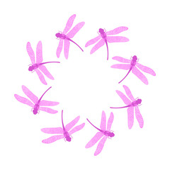 Pink Stilized Dragonfly. Insect Logo Design. Aeschna Viridls