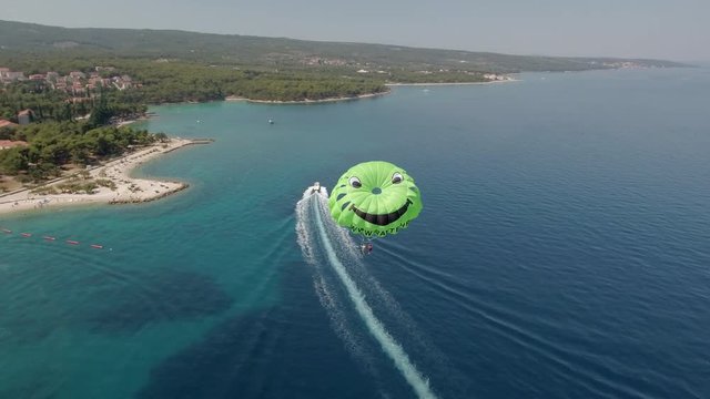Aerial view of parasailing