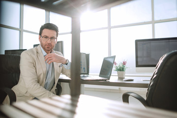 Executive businessman in the workplace in the office