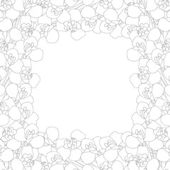 Iris Flower Outline Border on White Background. Vector Illustration.