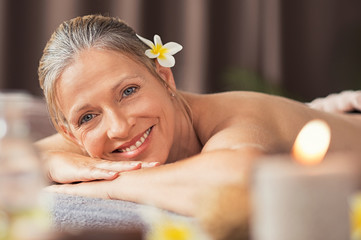 Mature woman resting in spa