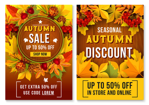 Autumn sale online discount vector poster