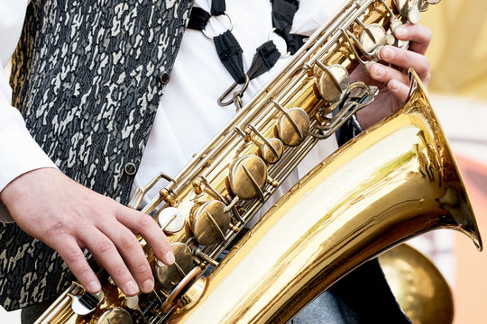 Jazz musician playing the saxophone Beautiful voice