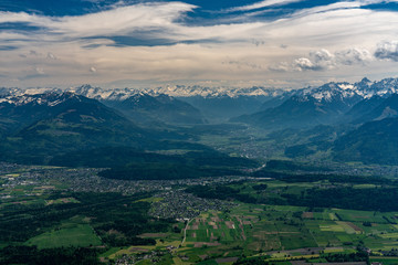 Fototapeta na wymiar Swiss, Rhine river valley panorama