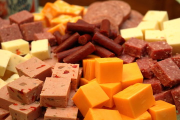 Meat and cheese party tray.