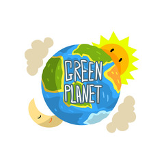 Green Planet, save the planet, ecology concept vector Illustration on a white background