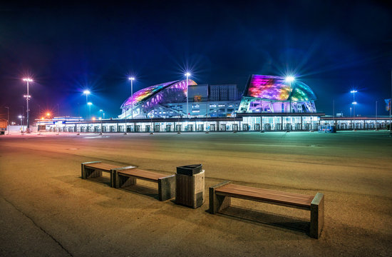 Стадион Фишт ночью в Сочи Stadium Fisht  in Sochi in the night