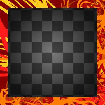 Beautiful red-orange-yellow frame. Floral, abstract border. Vector ornament.