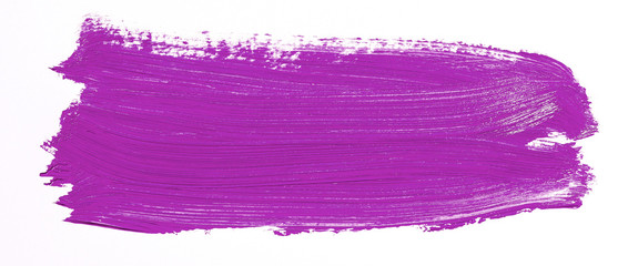 Purple brush stroke over white background