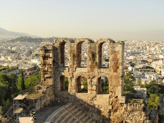 Odeon of Pericles and Athens panorama.