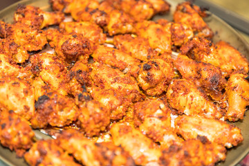 Grilled chicken wings foods closeup