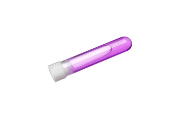 a tube with a stopper and a colored liquid inside isolated on white
