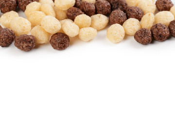 Cereal balls for breakfast isolated on white background