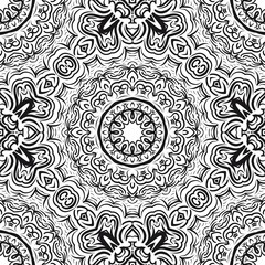 Floral Geometric Pattern with hand-drawing Mandala. Vector super illustration. For fabric, textile, bandana, scarg, print.