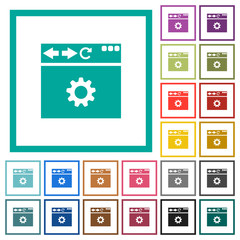 Browser settings flat color icons with quadrant frames