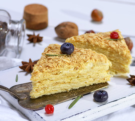  piece of cake Napoleon with cream