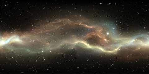 Sternensystem und Nebel der virtuellen Realität. Panorama, Umgebung 360 HDRI-Karte. Gleichwinklige Projektion, sphärisches Panorama.
