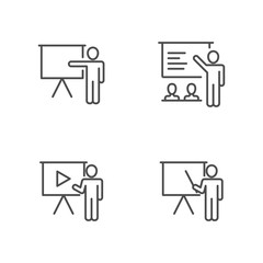 Teaching and presentations vector icons outline style