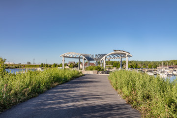 Walkway along Lake Erie on Sunny Beautiful Day