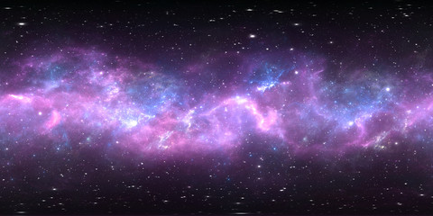 Space nebula with stars. Virtual reality environment 360 HDRI map. Universe equirectangular projection, spherical panorama.