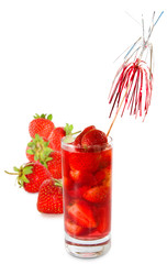 isolated image of strawberry cocktail close up