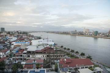 CAMBODIA PHNOM PENH TONLE SAP RIVER CITY