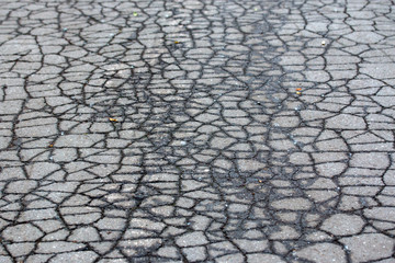 asphalt on the road is covered with cracks