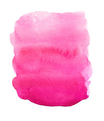 Abstract watercolor pink red brush stroke isolated on white background.