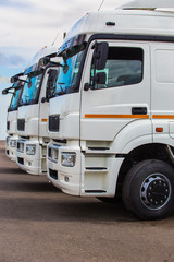 big trucks on the road, close-up