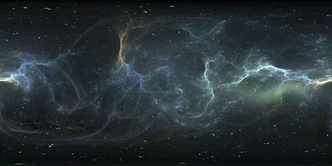 Sternensystem und Nebel der virtuellen Realität. Panorama, Umgebung 360 HDRI-Karte. Gleichwinklige Projektion, sphärisches Panorama. © Peter Jurik