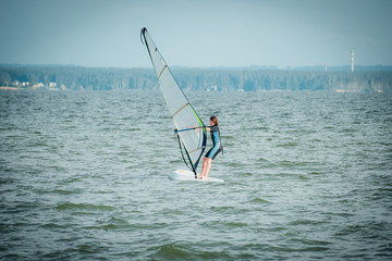 Girl on Windsurfing