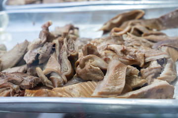 boiled pork and sliced ​​for cooking.