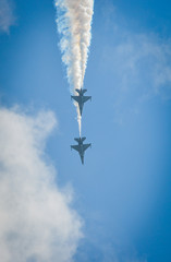 Fighter aircraft flying for display
