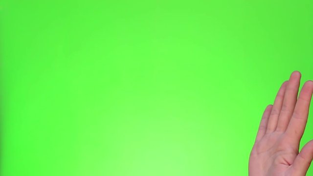 A high five. Two handed gesture. Chromakey. Green Screen. Isolated