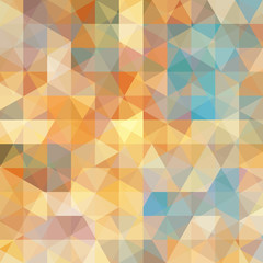 Background made of beige, orange, yellow, blue triangles. Square composition with geometric shapes. Eps 10